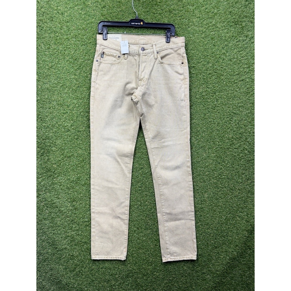 Abercrombie & Fitch Jeans Mens 31x32 A&F Super Skinny Beige Denim Casual NWT
